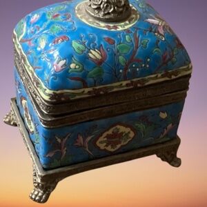 Faience ceramic Casket Box.